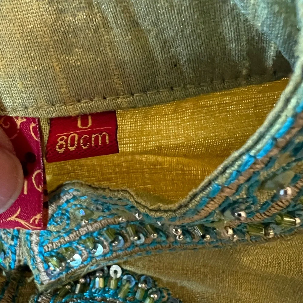 Boys Indian Wedding Sherwani Kurta Set Gold Teal Embroidered 9-12M Wedding
